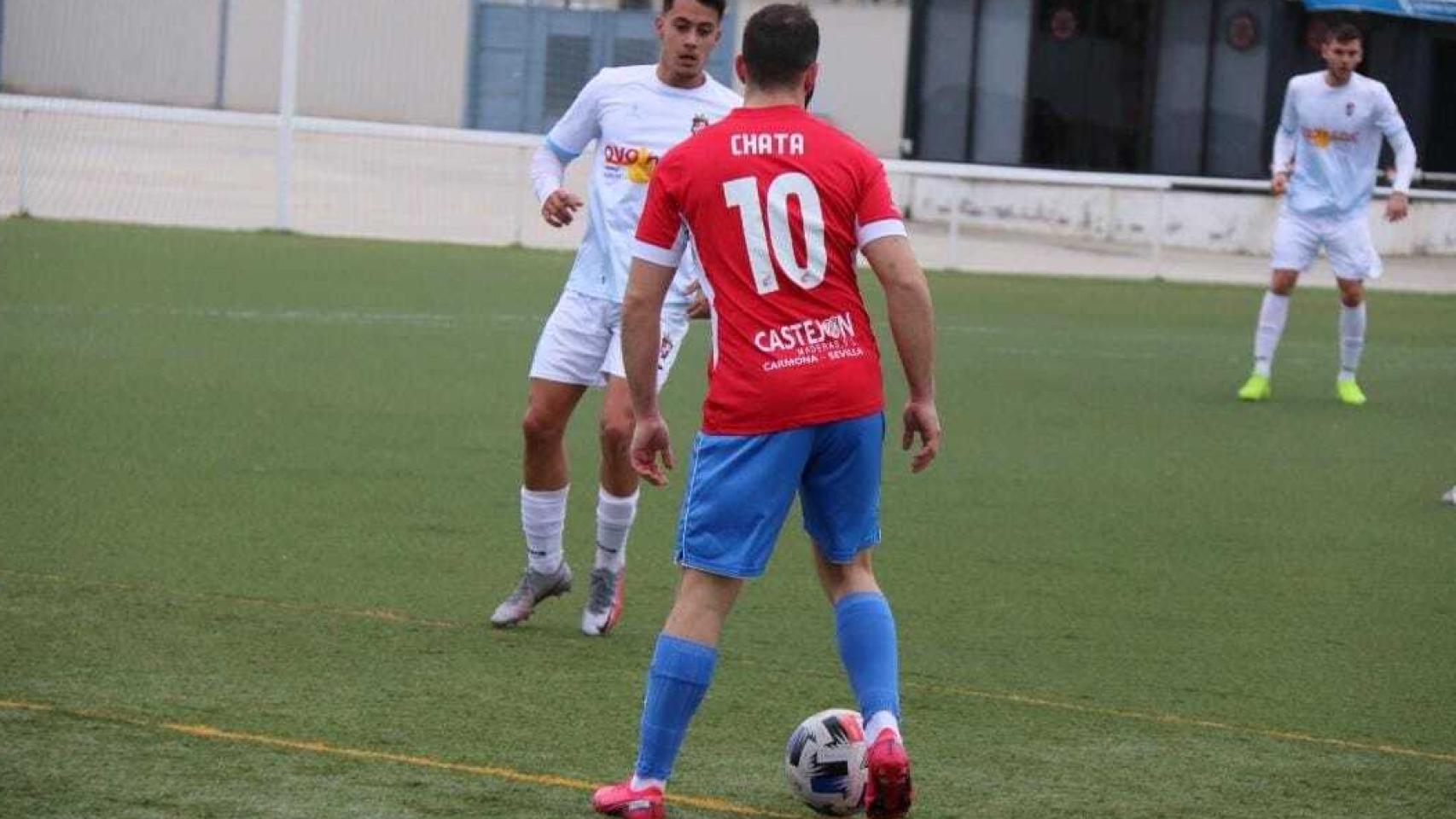 Chata en un partido con el Villacañas. Foto: Twitter @cd_villacanas