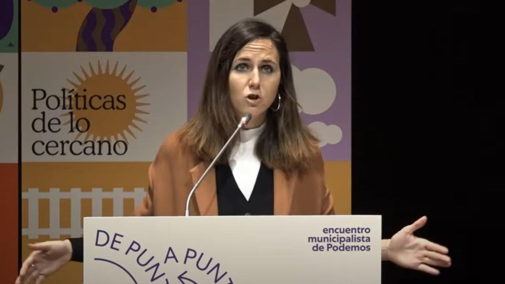 Ione Belarra durante el acto celebrado en Málaga este sábado.
