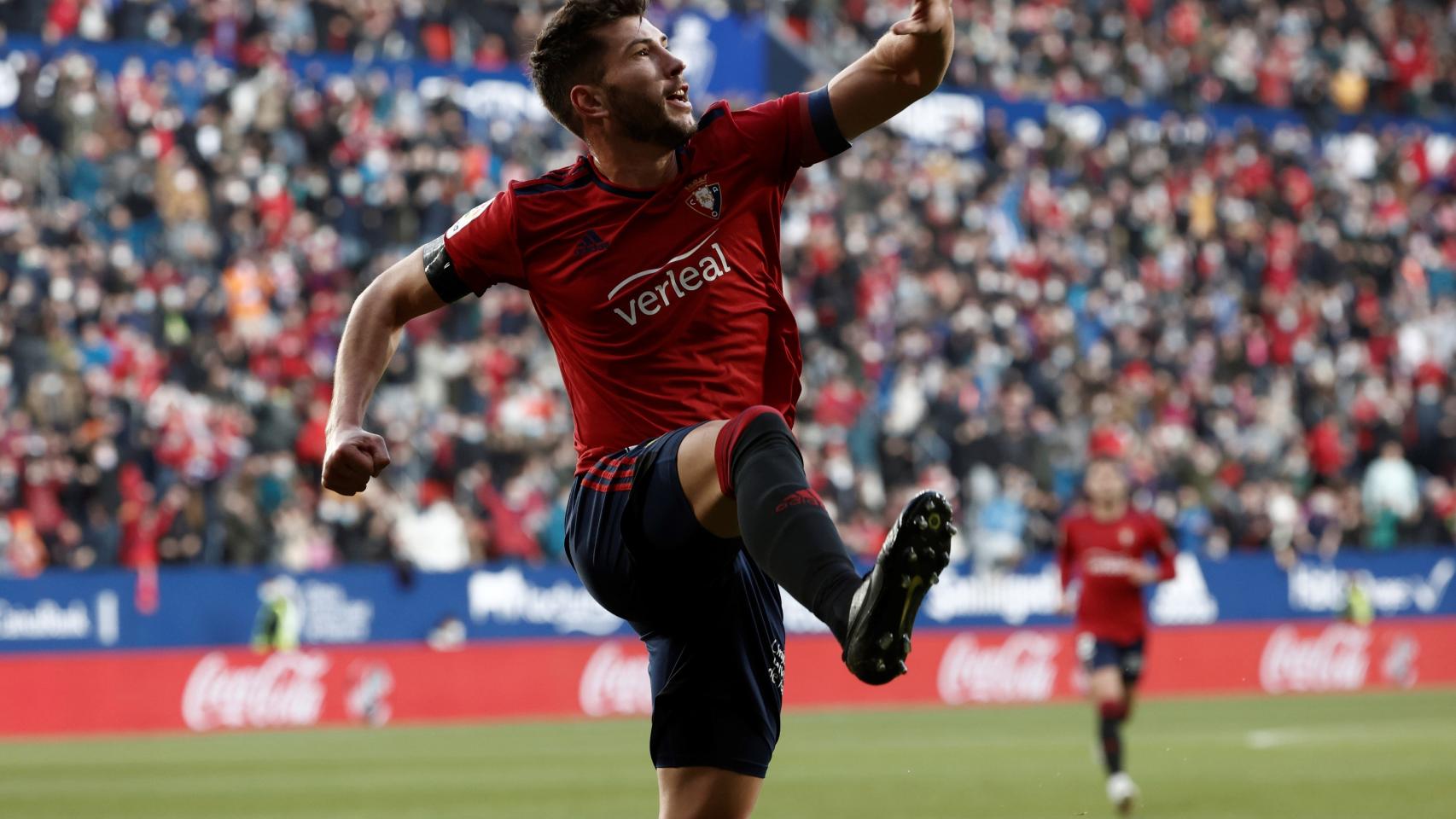 David García celebra su tanto ante el Barça.