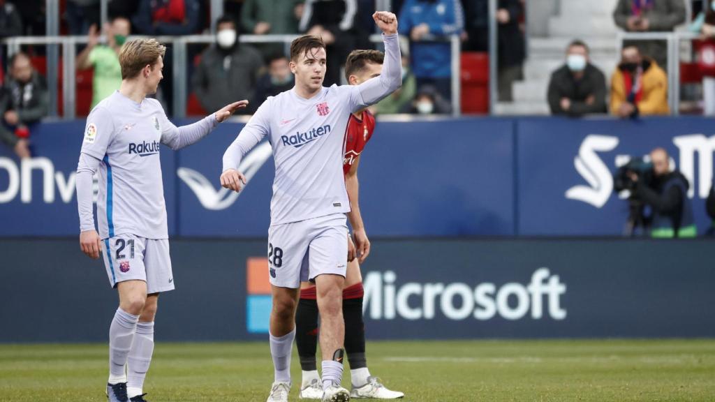 Nico González celebra su gol ante Osasuna.