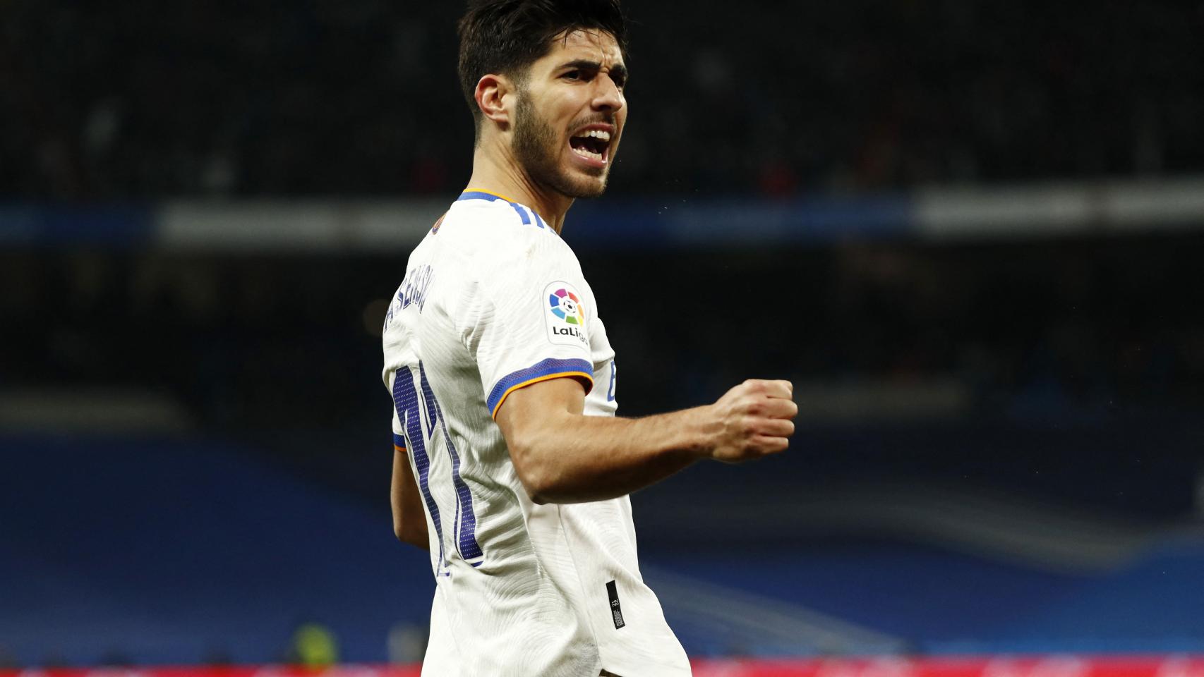 Marco Asensio celebra su gol al Atlético de Madrid