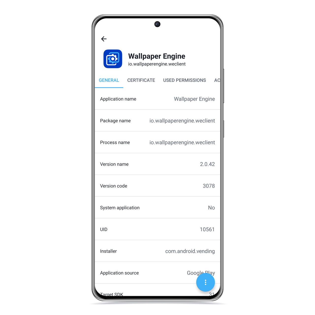 Información de app en APK Analyzer