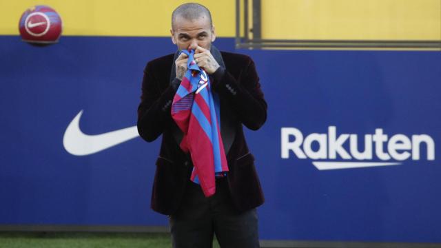 Dani Alves, durante su presentación como jugador del Barcelona en 2021
