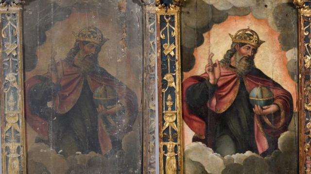 El antes y después de la restauración del Padre Eterno de Peñaflor de Hornija