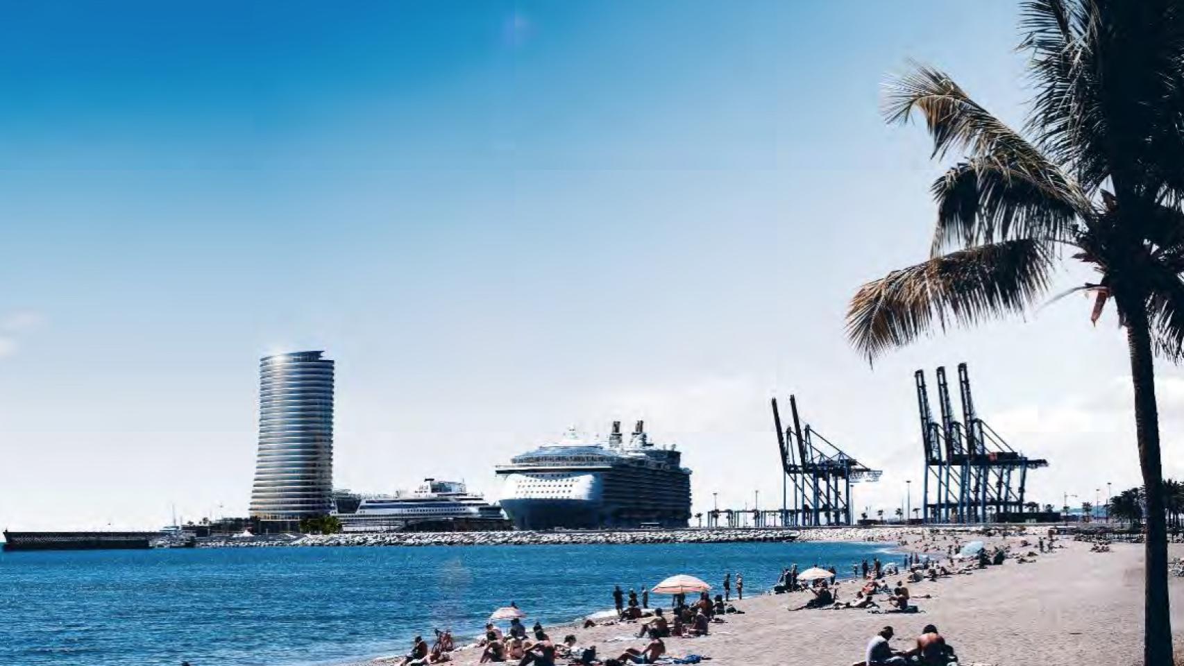Infografía de la torre proyectada en el puerto de Málaga.