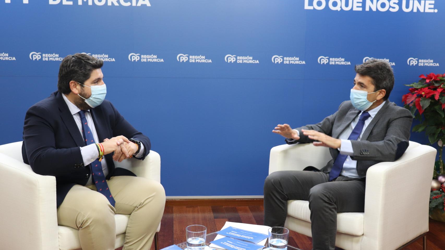 López Miras y Mazón se han reunido para demandar el trasvase, más financiación y menos impuestos.