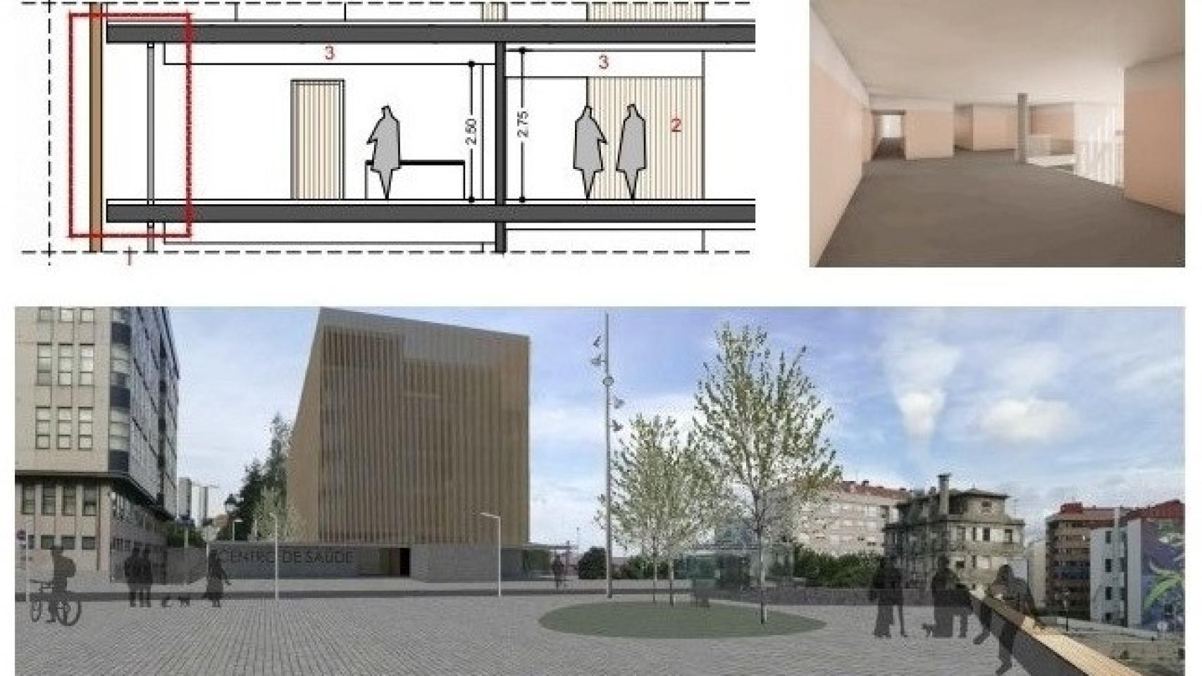 Infografías del nuevo centro de salud que se construirá en Vigo.