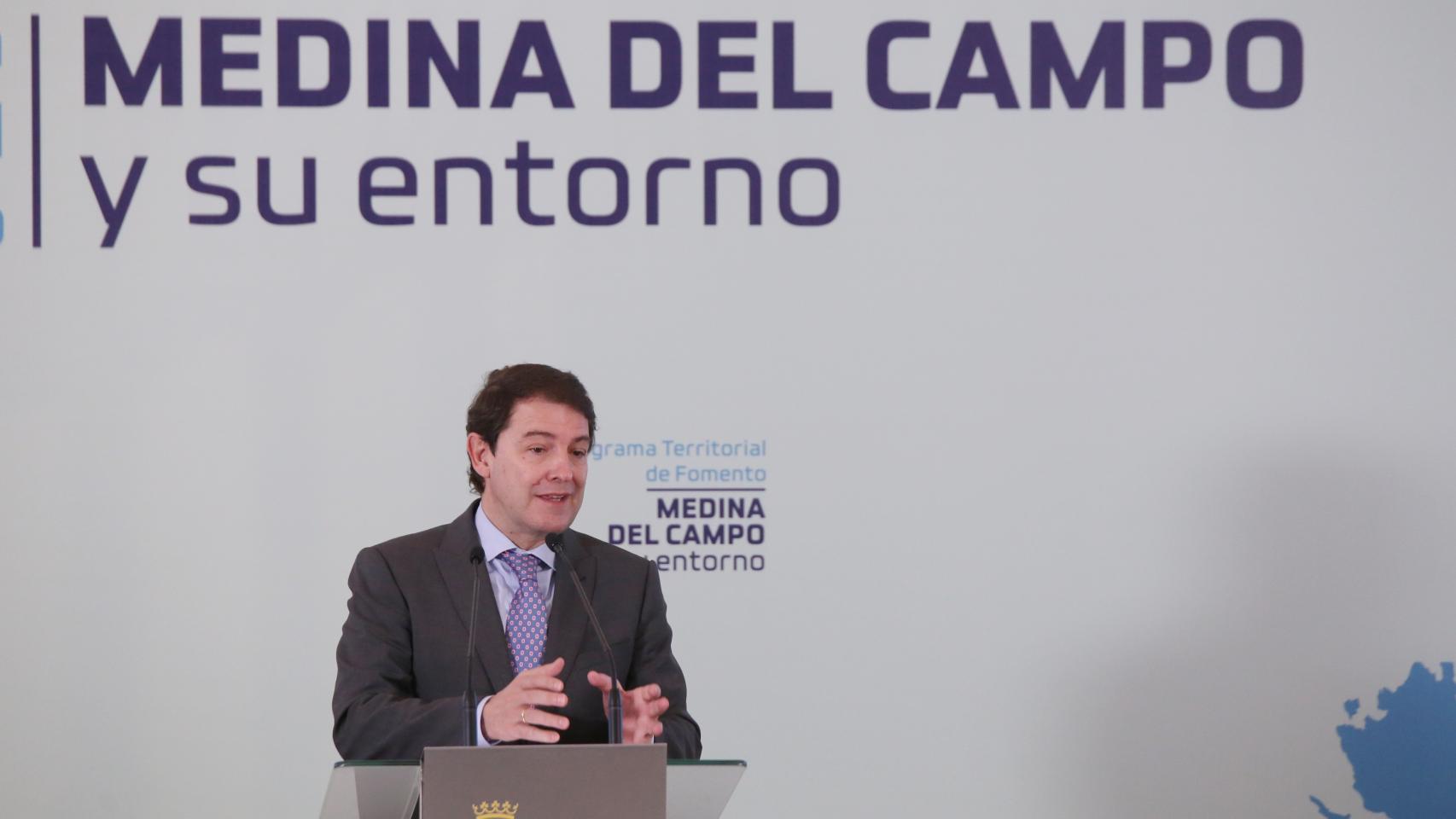 Mañueco durante su intervención en Medina del Campo