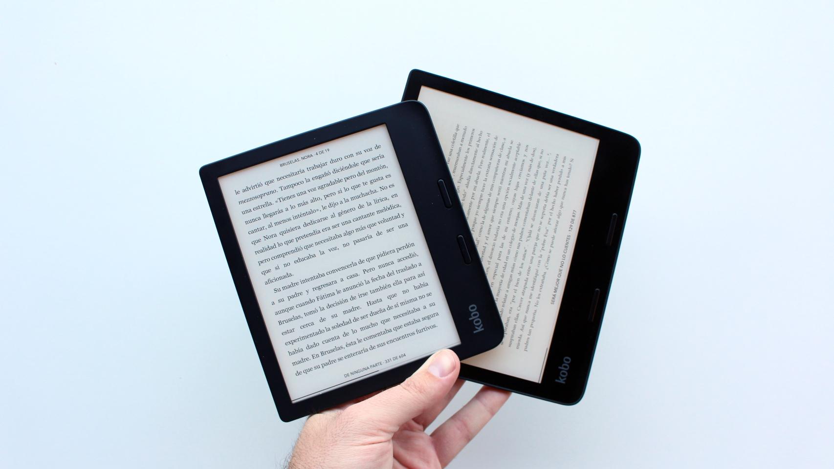 Los libros electrónicos Kobo Libra 2 (izquierda) y Kobo Sage (derecha).