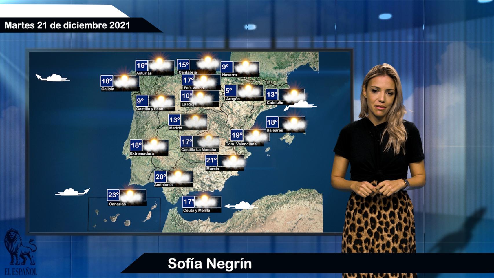 El tiempo del martes 21 de diciembre.