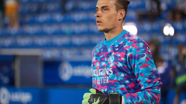 Andriy Lunin, con el Real Madrid en la temporada 2021/2022