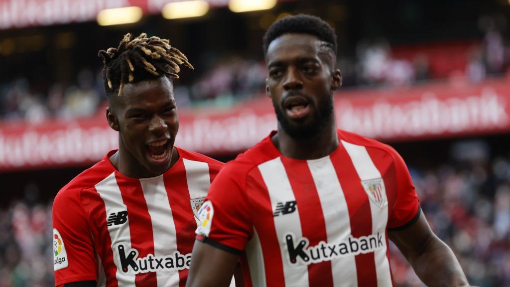 Nico e Iñaki Williams celebran un gol con el Athletic