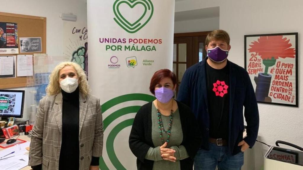 Imagen de archivo de los tres concejales del grupo Unidas Podemos.