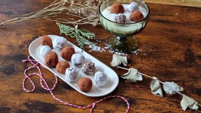 Trufas de chocolate y crema de licor café, un postre muy fácil