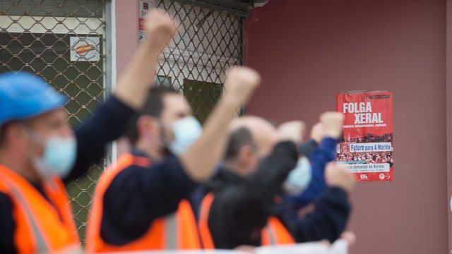 Un grupo de trabajadores de la empresa Vestas, durante una concentración en noviembre.