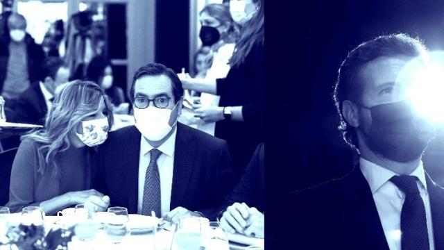 Yolanda Díaz, Antonio Garamendi y Pablo Casado