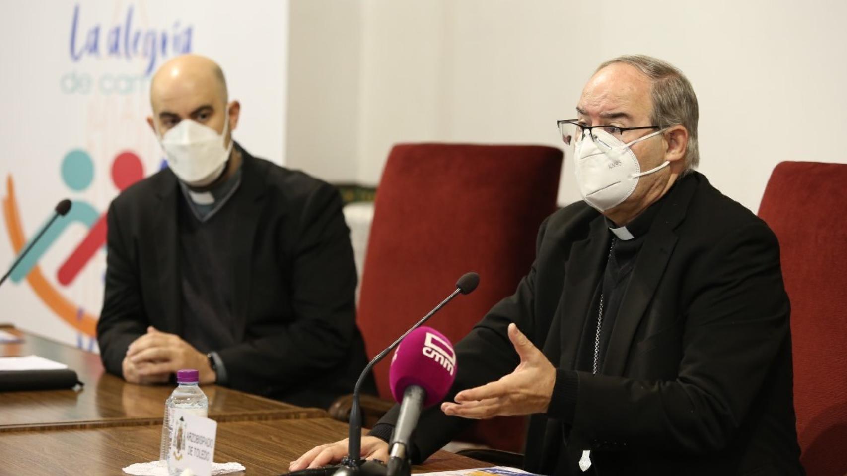 Francisco Cerro Chaves, arzobispo de Toledo, este lunes en rueda de prensa. Foto: Óscar Huertas
