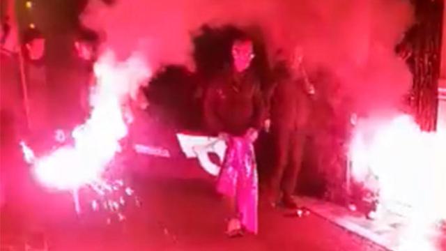 Recibimiento en Pamplona al etarra 'Mortadelo'.