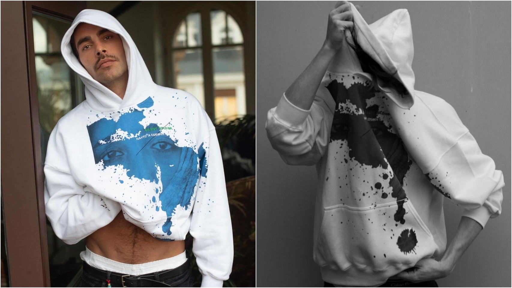 Jon Kortajarena con la sudadera benéfica diseñada por Haider Ackermann y Timothée Chalamet.