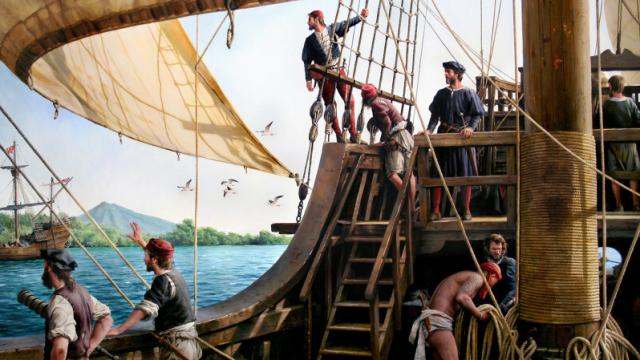 'Elcano, fuimos los primeros'. Un cuadro de Augusto Ferrer-Dalmau.