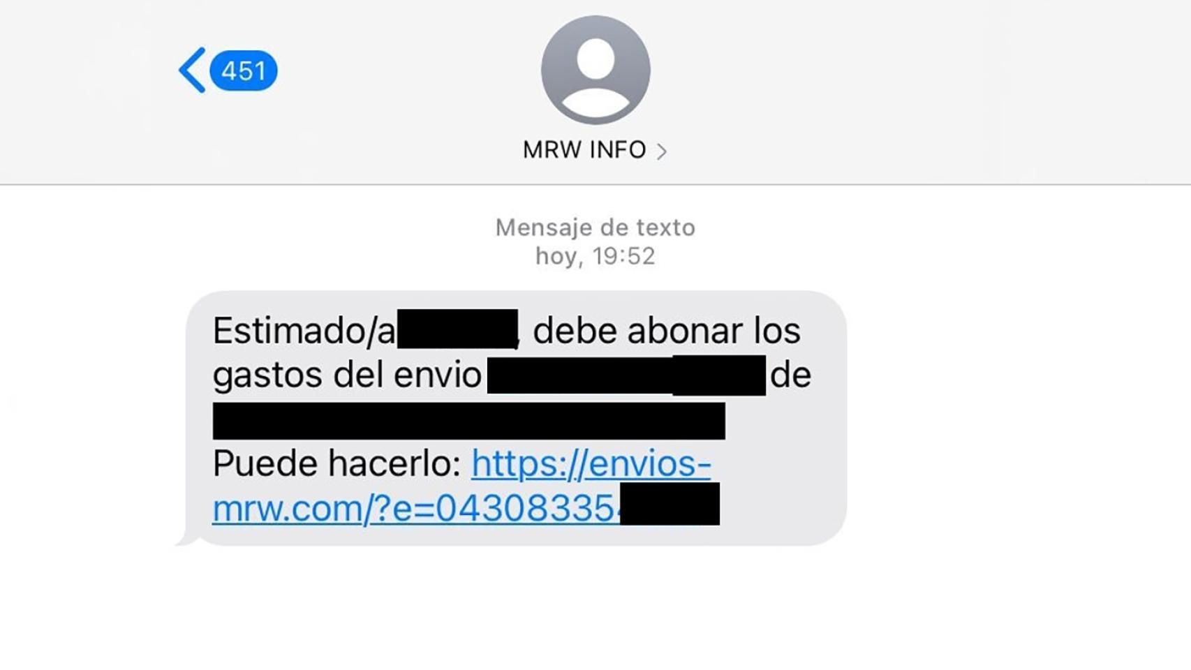 SMS falso.