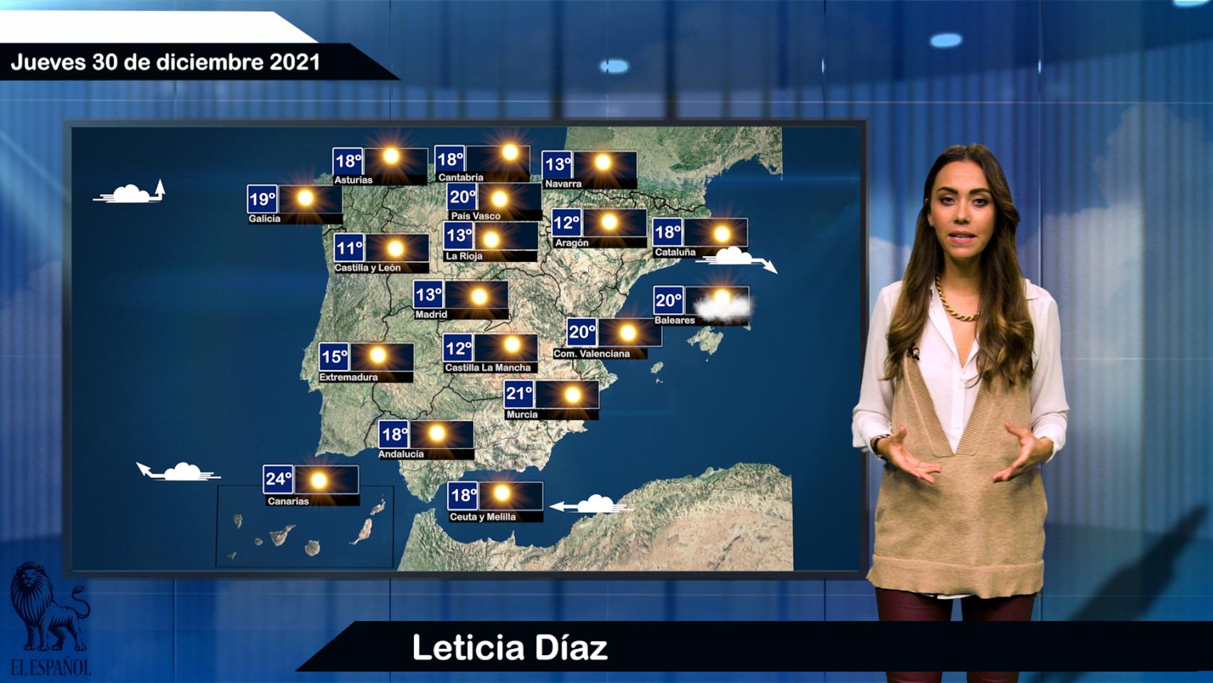 El tiempo del jueves 30 de diciembre.