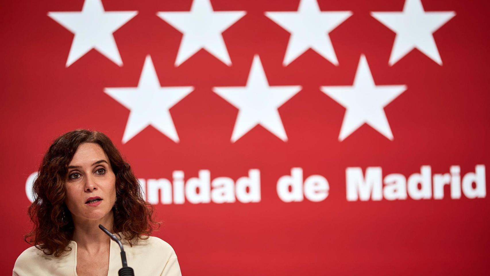 Isabel Díaz Ayuso durante la rueda de prensa.