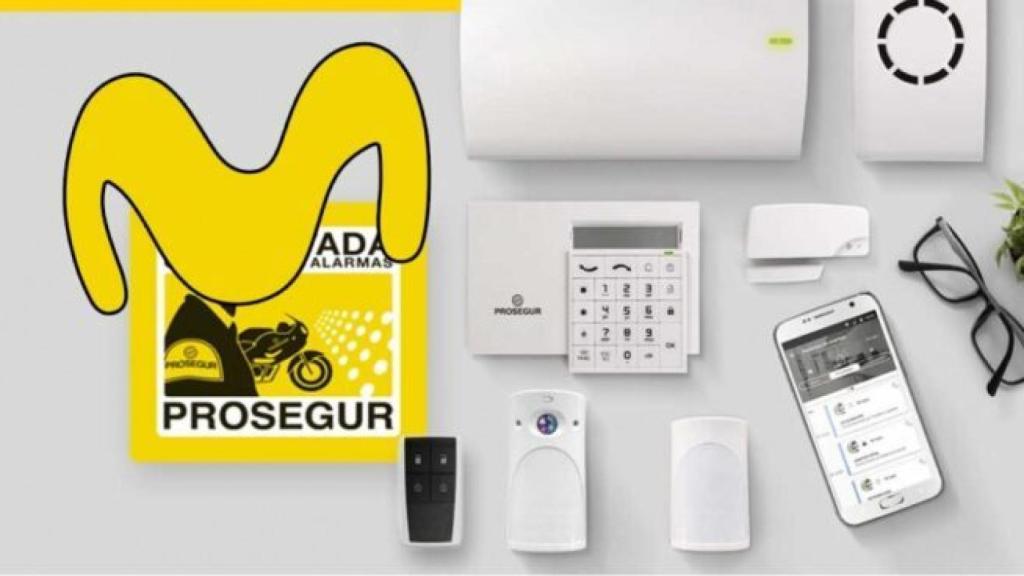 Cartel publicitario de los productos disponibles por Movistar-Prosegur Alarmas.