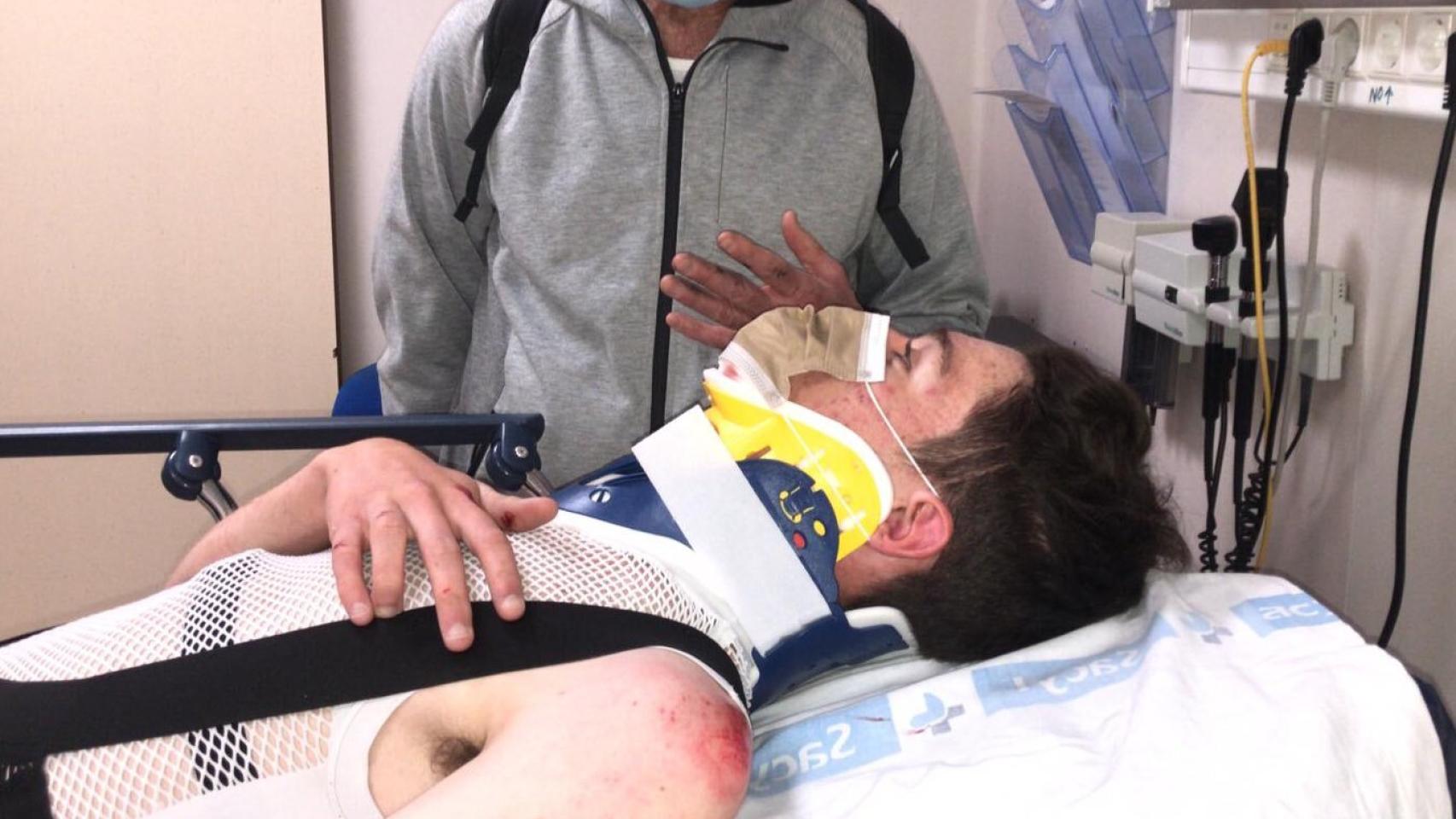 El ciclista vallisoletano Iván Romeo tras el accidente sufrido