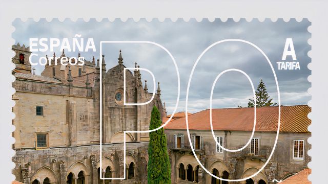 Sello con la imagen de la catedral de Tui.