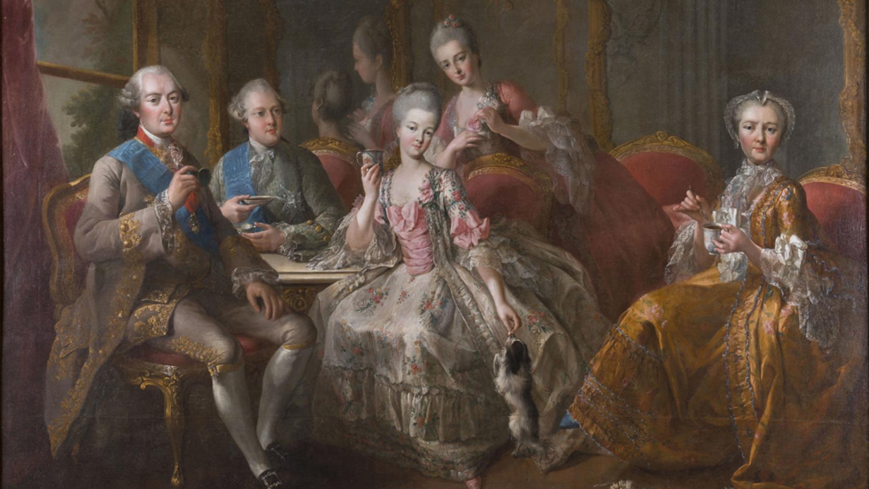 La familia del duque de Penthièvre en un coloquio con chocolate de por medio.