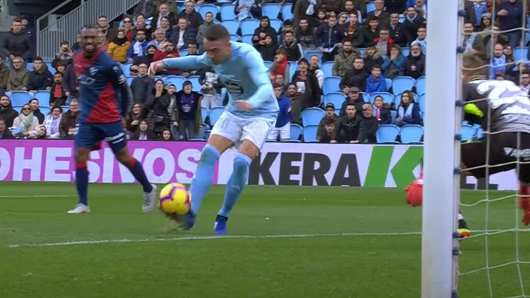 Gol de Iago Aspas ante el Huesca en 2018.
