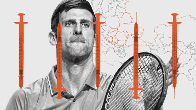 Novak Djokovic, rodeado de vacunas.
