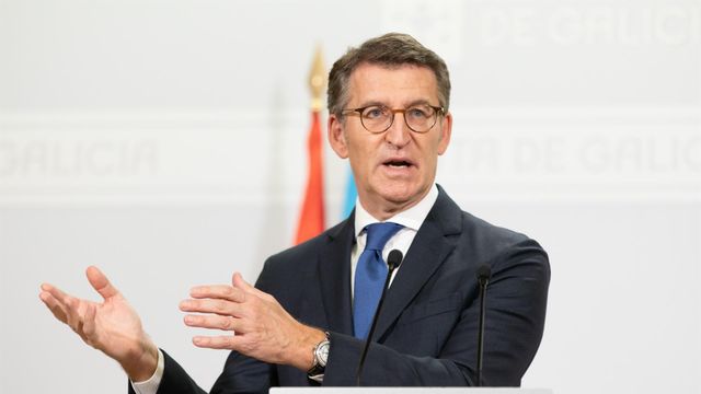 Alberto Núñez Feijóo durante una rueda de prensa.