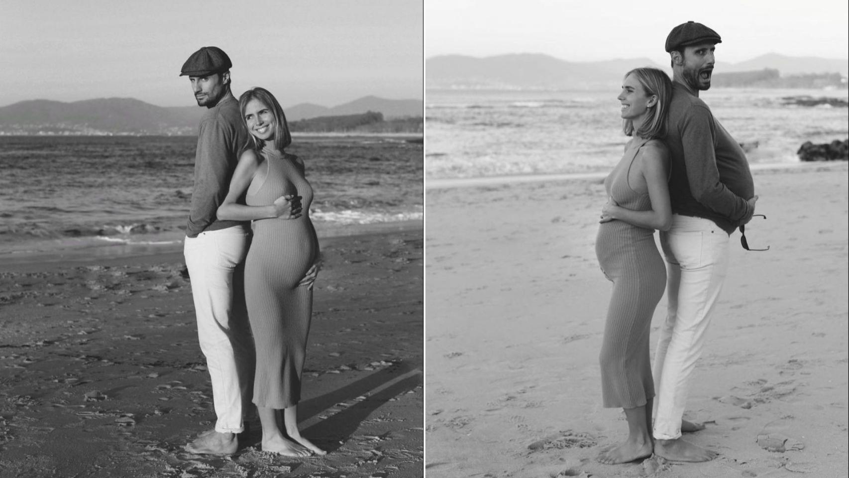 Lucía Bárcena y Marco Juncadella en la playa de O Vao.