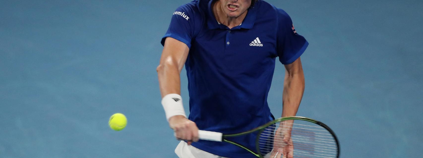 Tsitsipas durante un partido de la ATP Cup