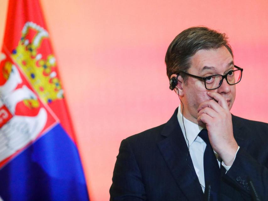 Aleksandar Vucic, presidente de Serbia, durante una comparecencia