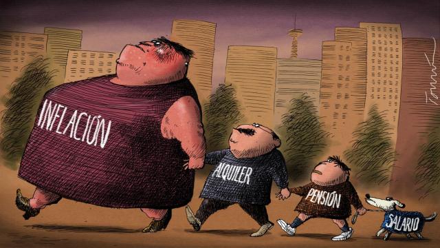 Viñeta de Tomás Serrano sobre la evolución de la inflación.