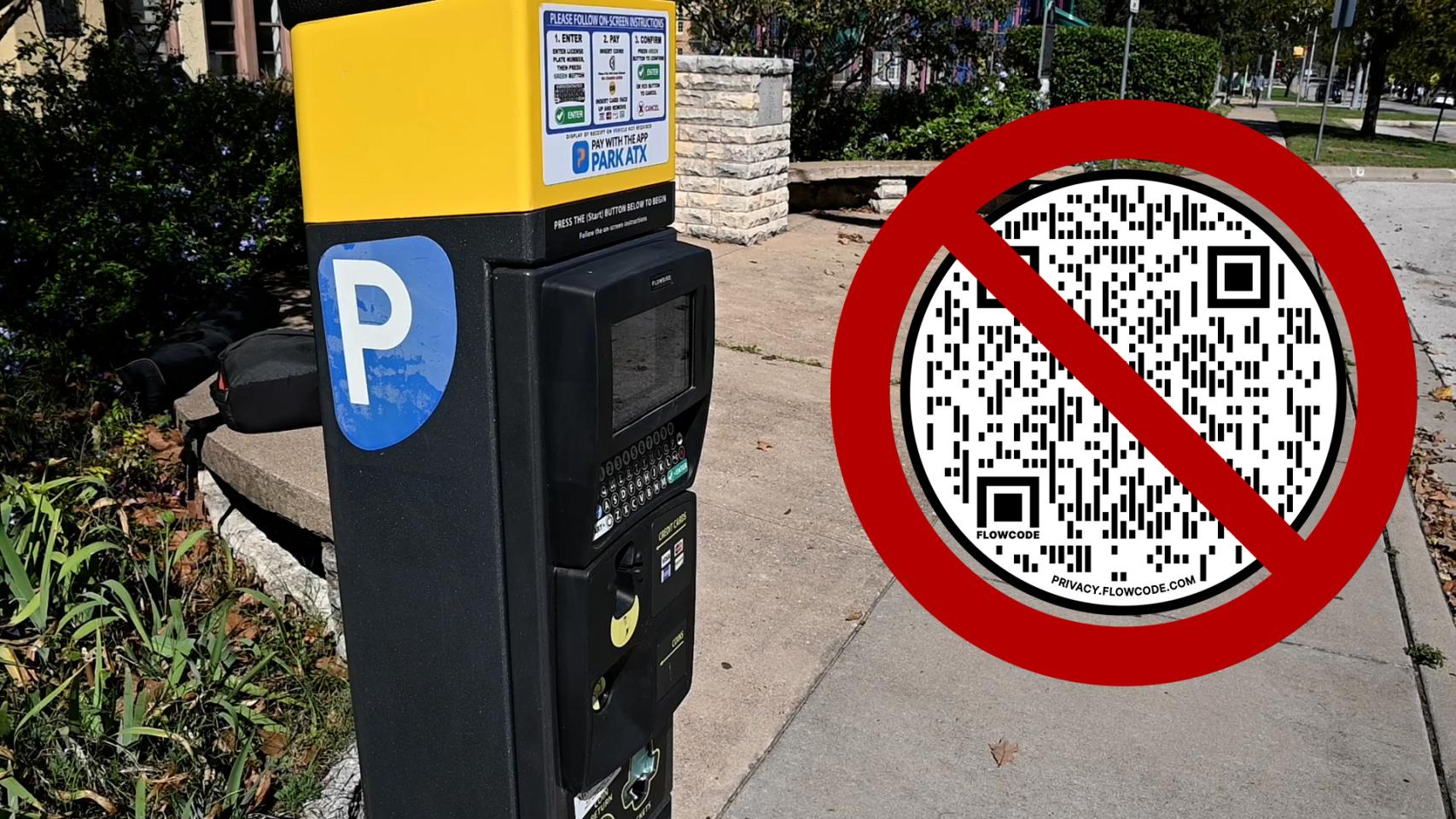 Parquímetros de Austin con códigos QR falsos
