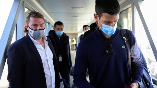 Novak Djokovic a su llegada a Serbia.