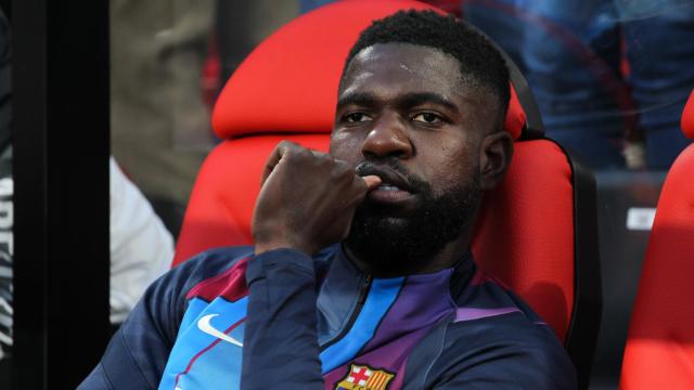 Samuel Umtiti durante un partido del FC Barcelona.