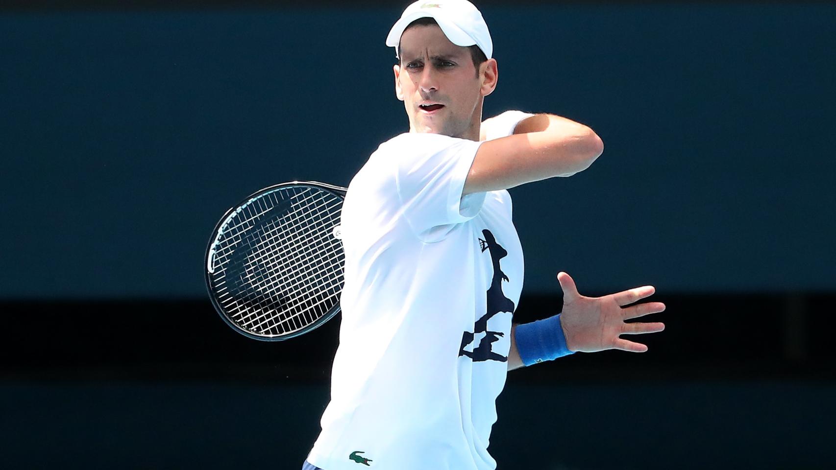 Novak Djokovic, entrenando en Australia.