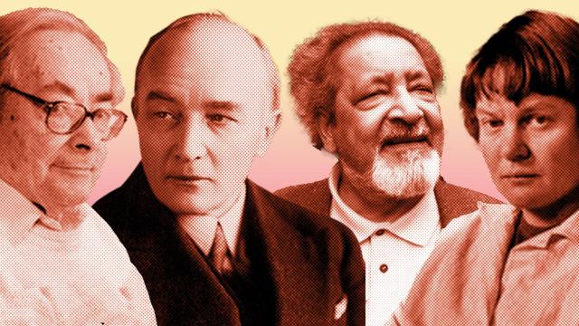 De izquierda a derecha, George Steiner, Robert Musil, V. S. Naipaul e Iris Murdoch, algunos de los autores examinados por Ignacio Echevarría en 'El nivel alcanzado'