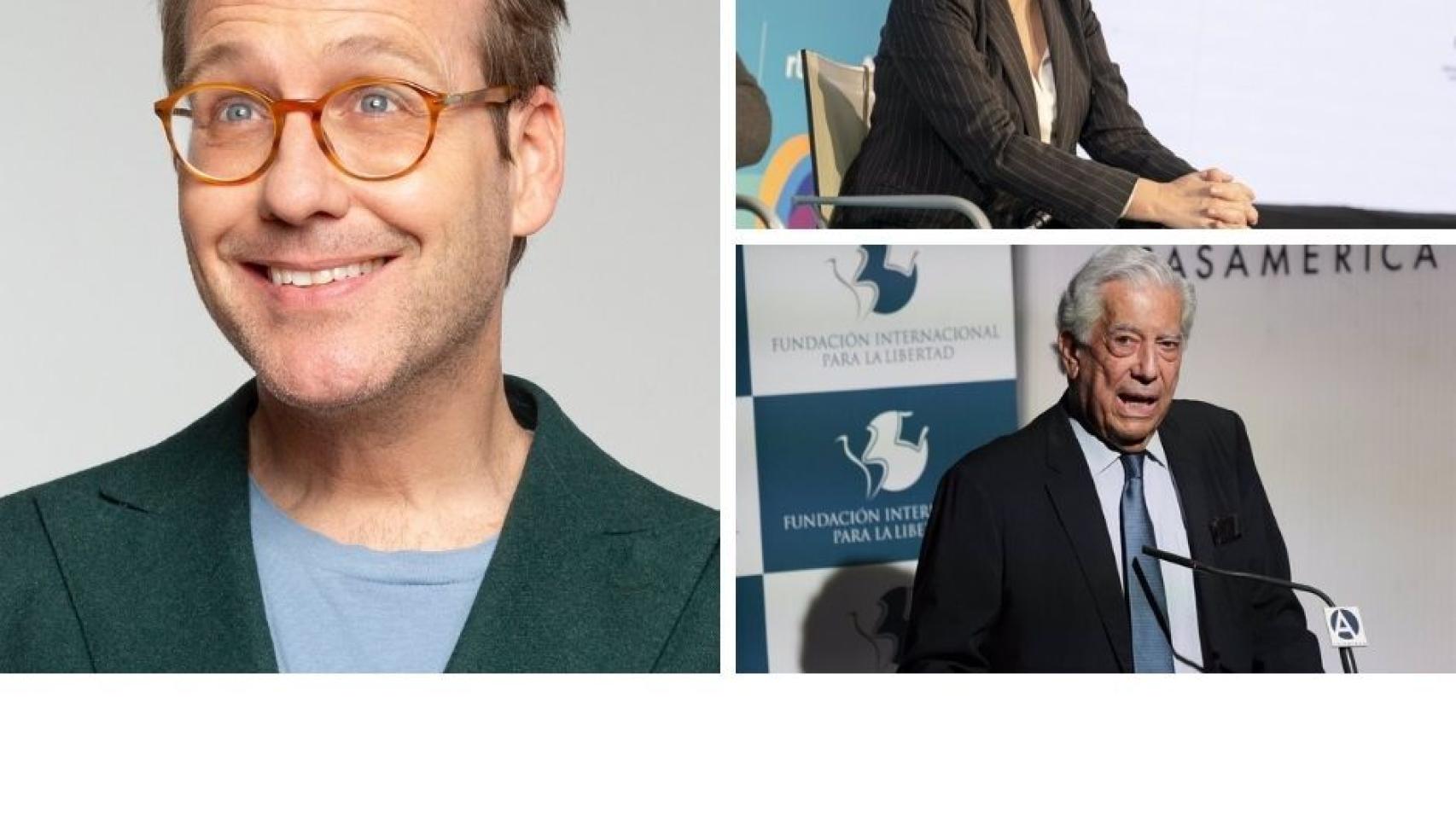 Un collage con Vargas Llosa, Mabel Lozano y Joaquín Reyes.