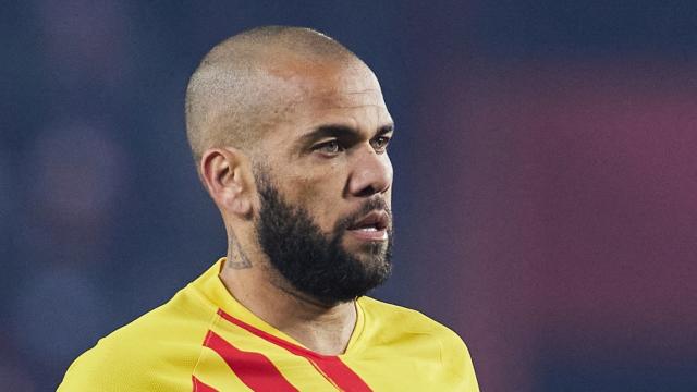 Dani Alves, en un partido del Barcelona de la temporada 2021/2022
