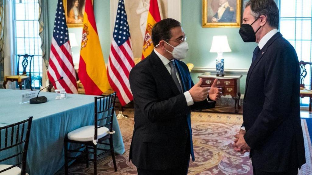 José manuel Albares y Antoni Blinken en la sede del Departamento de Estado en Washington (EEUU).