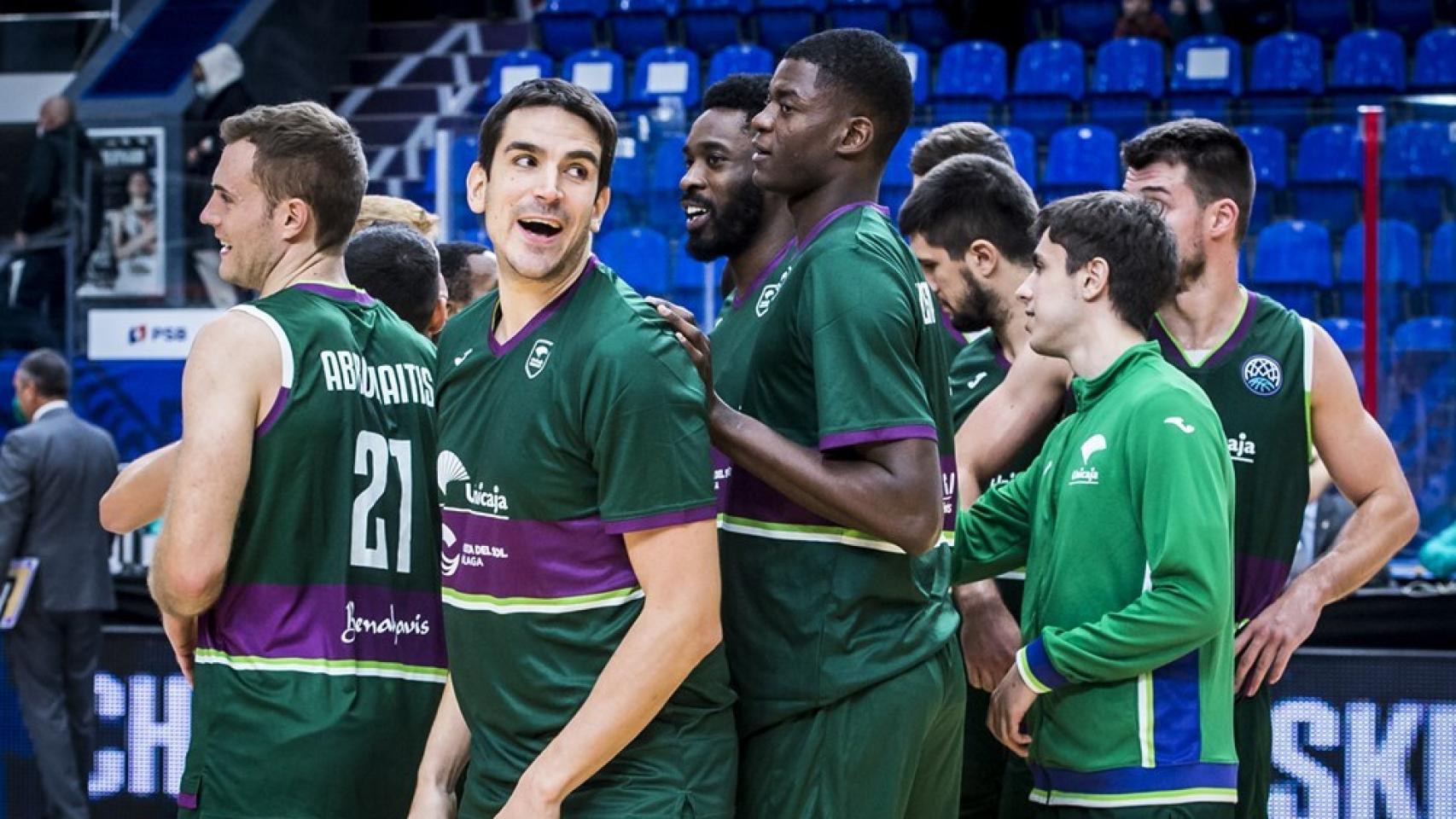 La plantilla del Unicaja en un partido de Europa.