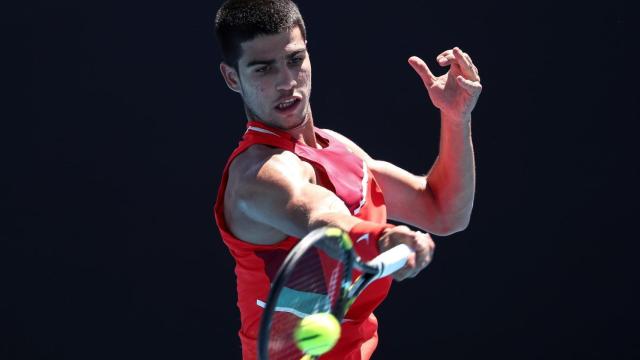 Carlos Alcaraz durante un partido del Open de Australia