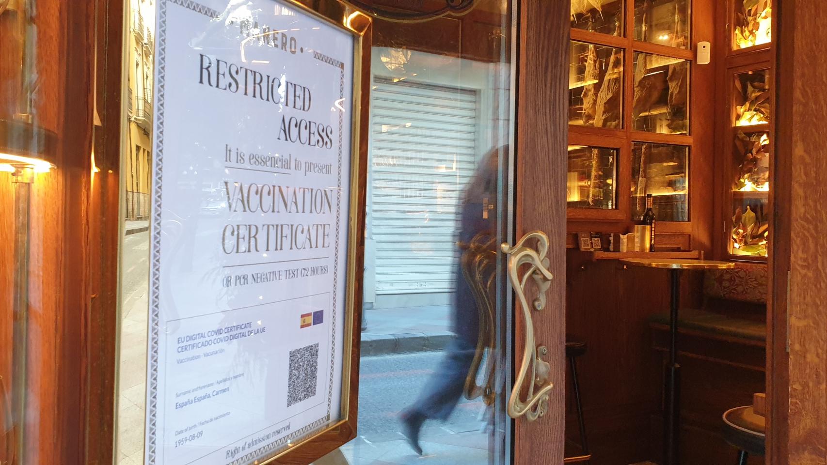 El pasaporte Covid se aplica en la Comunidad desde diciembre.