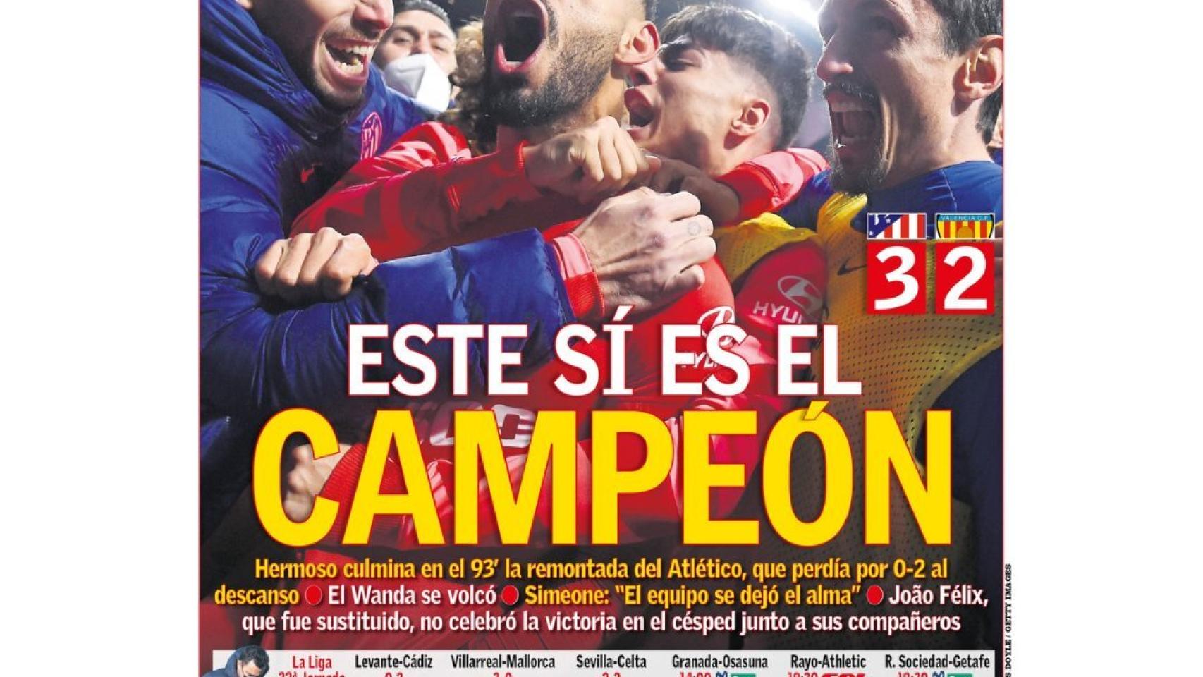 La portada del diario AS (23/01/2022)
